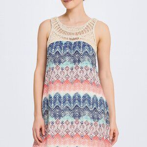 Lily Rose Sleeveless Dress Crochet Top Fully Lined Size Medium